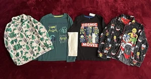 Boy Pajamas Longsleeve Shirts Lot of 4 Size 8 - Picture 1 of 10