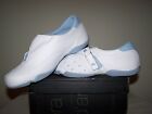 Women&#39;s size 11 NEW Fila Armonia White Leather Shoes with Blue Trim