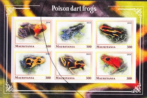 W MAURITANIA Y2018 (5v) POISON DART FROGS - Picture 1 of 1