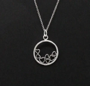 Sterling Silver Hearts Charm Pendant - Picture 1 of 3