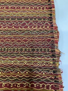Vintage Stripe Upholstery Outdoor Gold Burgundy Brown 54 x 62 Craft Fabric - Picture 1 of 6