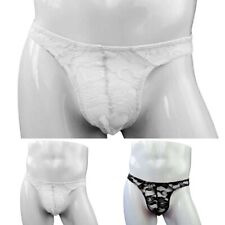 Sexy and Trendy Lace Low Rise Briefs for Men Transparent Triangle Design