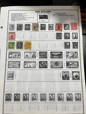 New Zeland Stamp Collection hinged on page used / hinged 6 Stamps - Image 1 of 4