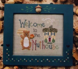 Cross Stitch Waxing Moon Designs Acorns Squirrel Welcome Nuthouse Needlework OOP - Picture 1 of 3