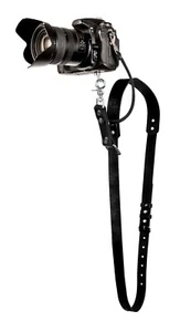 Leather Camera Single Strap Neck Shoulder Harness Adjustable Size SLR/DSLR Black - Picture 1 of 4