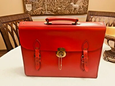 Maletín / Portafolio / Adjunto de cuero con brida gruesa inglés años 60 - Inglaterra Foto 1 de 4