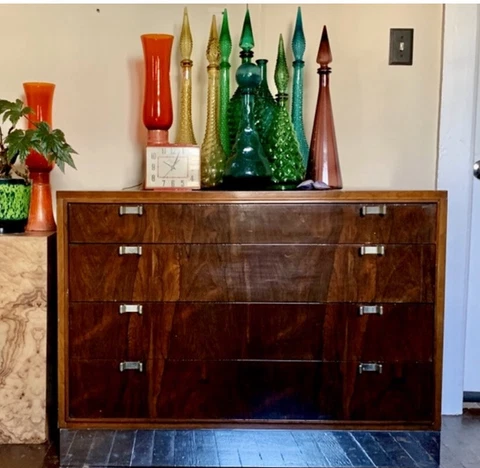 Bernhard Flair Style MCM Rosewood Venere￼d & Teak dresser with chrome foot Cover