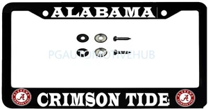 License Plate Black Stainless Steel Vinyl Lettering FOR ALABAM CRIMSON TIDE - Picture 1 of 3