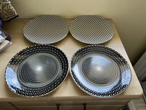Juego de 4 platos de cerámica de diseño de cena/postre -22 cm psicodélico - Imagen 1 de 4