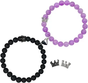 Couples Bracelets King&Queen Crown Heart Matching Bracelets for Couples His a... - Picture 1 of 1