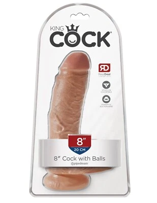 Pipedream King Cock 8" Cock w Balls Tan - Realistic Dildo Dong w Balls - Image 1 of 4