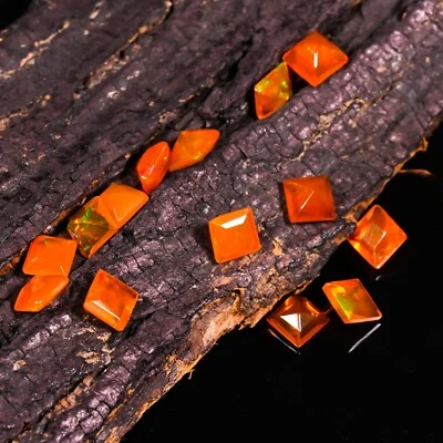 Natural Orange Ethiopian Opal 2.55 Ct Faceted Square Lot Loose Gemstone 4X3 MM - Image 1 of 3