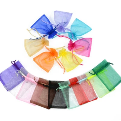 100 PIEZAS Bolsas de caramelos de regalo de organza transparente Bolsas de joyería Favor de boda Fiesta Foto 1 de 4