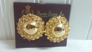 Premier Designs Chunky Textured GT Metal Encircled Domed Disk Clip-on Earrings - Picture 1 of 5