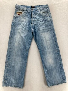 Energie Jeans Mens 32x29 Relaxed Straight Medium Blue Denim Button Fly Italy Y2K - Picture 1 of 22