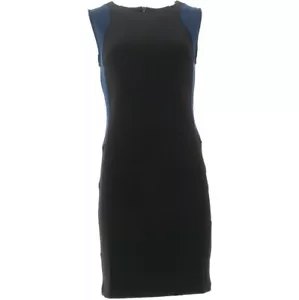 NEW VIEW BY WALTER BAKER $70 Sleeveless Scuba Dress Black/Navy Petite 14 - Picture 1 of 4
