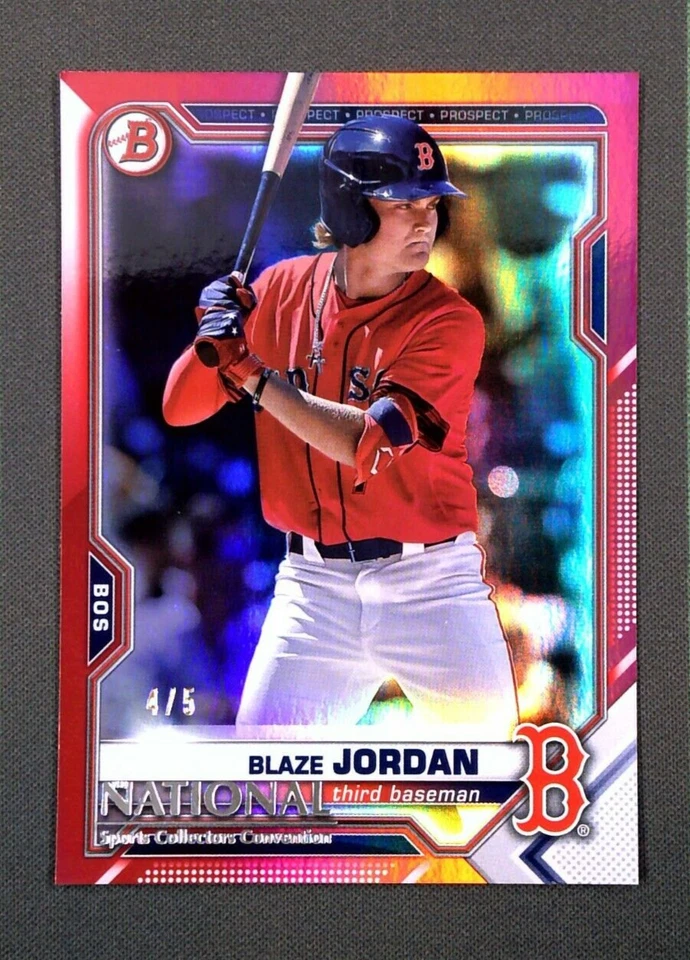 2021 Bowman Topps National Convention #46 Blaze Jordan Red Refractor /5 RC - Image 1 of 3