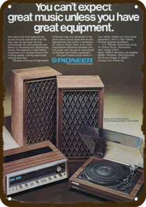 1975 PIONEER STEREO & TURNTABLE Vintage-Look ***DECORATIVE REPLICA METAL SIGN*** - Picture 1 of 1