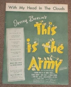 WITH MY HEAD IN THE CLOUDS FROM THIS IS THE ARMY, IRVING BERLIN 1942 SHEET MUSIC - Picture 1 of 3