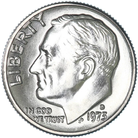 1973 D Roosevelt Dime Gem BU US Coin Cover