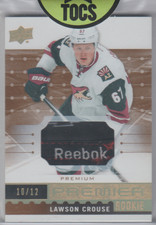 Lawson Crouse 2016-17 Premier Premium Rookie Memorabilia Seam 10/12 Coyotes