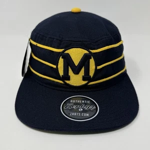 Zephyr Michigan Wolverines SnapBack Sombrero Negro con Rayas Doradas NCAA Fan Cap NUEVO - Imagen 1 de 14