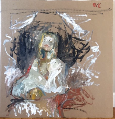 Óleo sobre cartón 24”x24” Mujer Boudoir Figura Cubista Arte Original Foto 1 de 2