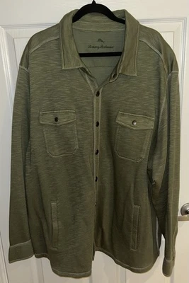 Tommy Bahama Para Hombre Camisa A Presión Frontal Chaqueta Talla 2XLB 2XL Grande Verde Foto 1 de 3