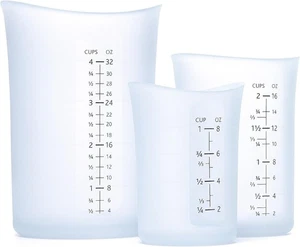 iSi Basics Silicone Flexible Clear Measuring Cup, Set of 3, 1-Cup, 2-Cup, - Picture 1 of 5