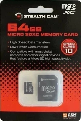 Stealth Cam 64GB SD Card High Speed Class 10 Durable for Trail Cameras NEW. - Image 1 of 2