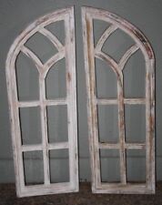 2 Wooden Antique Style Church WINDOW Frame Shutters Wood Gothic 36" Shabby