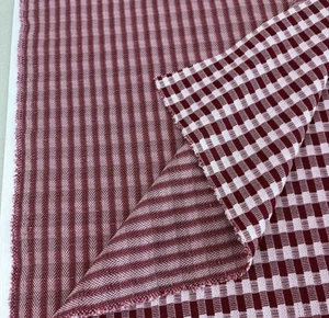 Burgundy Red Gingham Checked Fabric Stretch Knit 2 1/2 Yards 62" Wide - Picture 1 of 10