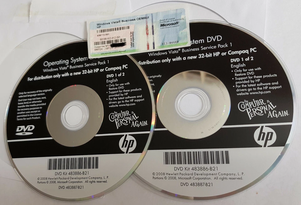 Windows Vista Business - Englisch - 32 Bit - HP - Restore CD notwendig - Bild 1 von 1