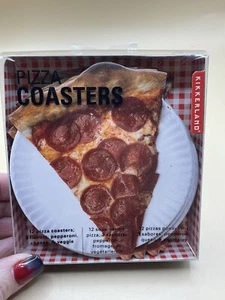 Kikkerland Set Of 12 Pizza Coasters –3 Flavors Cheese Veggie & Pepperoni  4” D - Picture 1 of 7