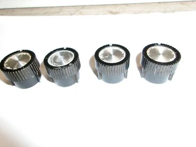4 VINTAGE BLACK BAKELITE CONTROL KNOBS W/METAL INSERTS 2 - Image 1 of 2