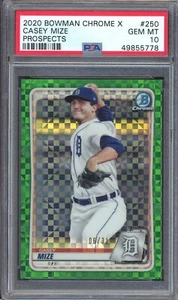 2020 Bowman Chrome X Prospects Green X-Fractor #BCP-250 Casey Mize 6/31 PSA 10 - Bild 1 von 2