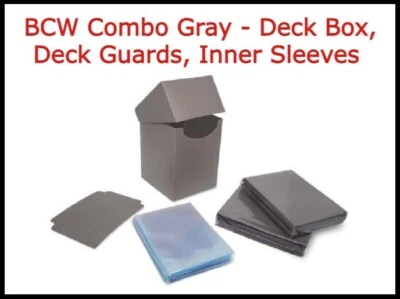 BCW GRIS Deck Box/Deck Guards/Mangas Internas Para Cartas Estándar Combo Pack Oferta Foto 1 de 4