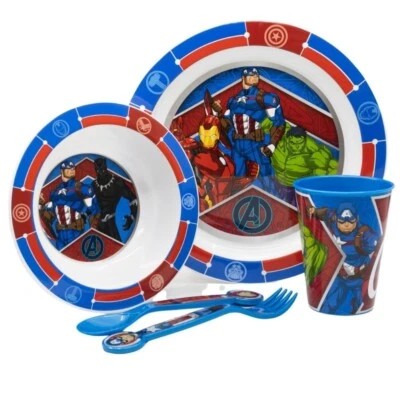 Marvel Avengers Kids Children Character BPA Free Microwave Safe 5pc Dinner Set - Image 1 of 2