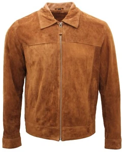 Men's New Classic Tan 100% Genuine Goat Suede Leather Shirt Jacket - Picture 1 of 4