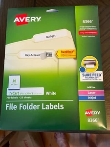 Avery Datei Ordner Etiketten TrueBlock Laser Inkjet weiß 750/Pack 8366 - Bild 1 von 2