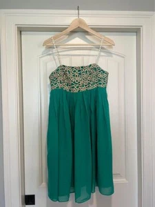LILLY PULITZER TURQUOISE "JILLIE" DRESS CHIFFON SIZE 8 - Picture 1 of 3