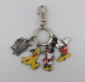 Disney Parks Mickey Minnie Mouse Pluto & Cinderella Castle Metal Keychain Charm - Picture 1 of 2