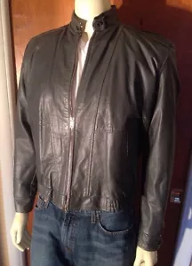 Vintage Gino Leather Caffe Racer Gray Biker Jacket Mens W/ Zip Out Liner Size 42 - Picture 1 of 6