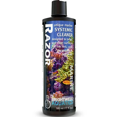 Limpiador sistémico único para acuario marino Brightwell Aquatics Razor Marine 500 ml Foto 1 de 2
