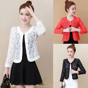 Women Floral Lace Cardigan Open Front Cropped Jacket Bridal Shawl Bolero Top