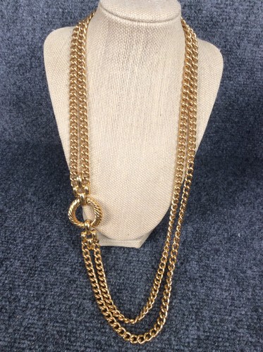 Collana vintage Givenchy Paris New York tono oro 2 fili