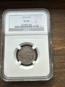 Buffalo Nickel NGC VF 30, 1926S. - Picture 1 of 2