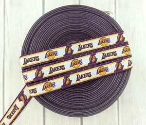 Grosgrain Ribbon Printed 5/8" Sport Basketball Ribbon Lakers Hair Bow Supplies - Picture 1 of 1