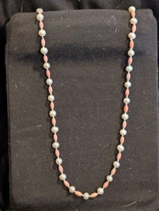 Saltwater Pearl And Pink Glass Bead Necklace  - Picture 1 of 2