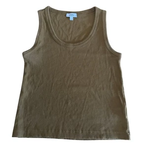 COS Women's Scoop-Neck Ribbed Tank Top - Dark Khaki Large - Picture 1 of 4